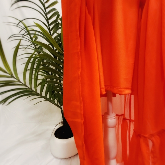 ✦ℍ𝕆𝕊𝕋 ℙ𝕀ℂ𝕂✦ Vibrant Orange Maxi Halter Dress - Picture 5 of 8